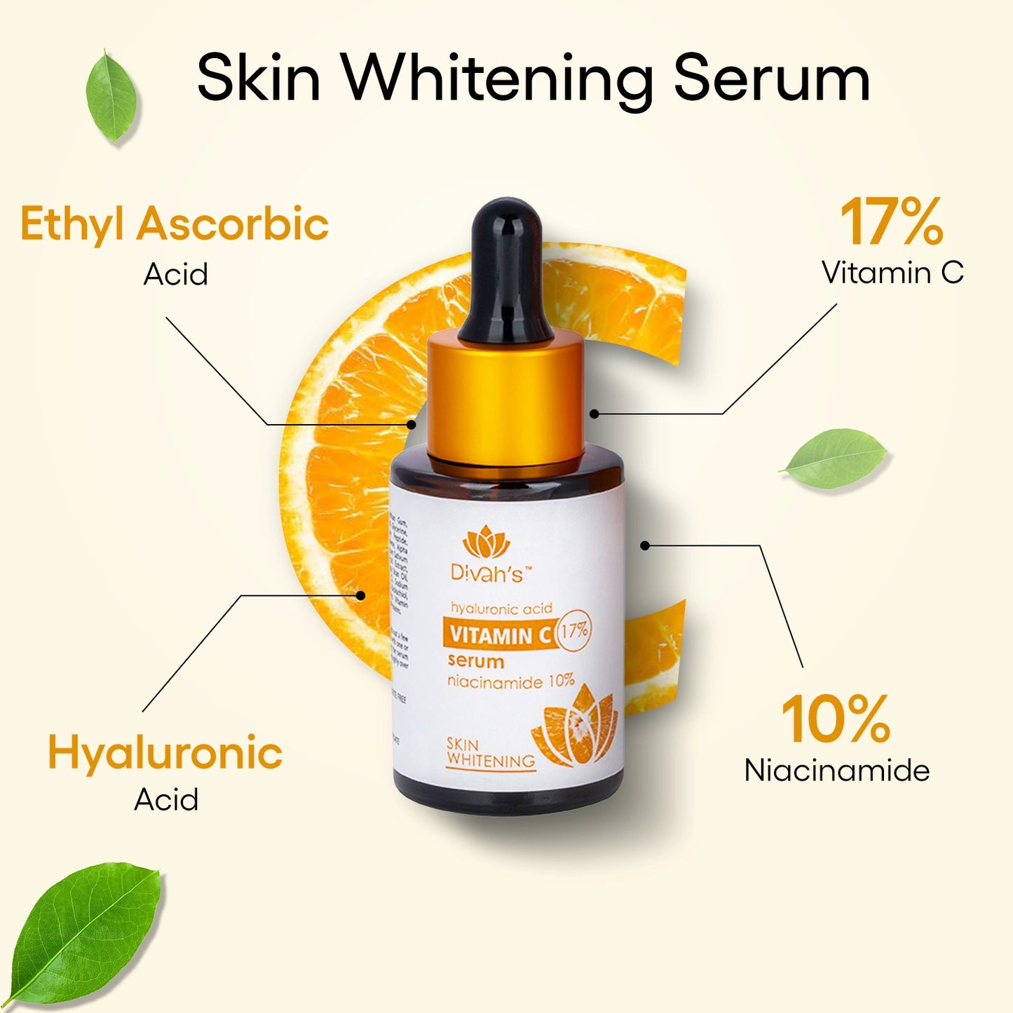 17% Vitamin C & 10% Niacinamide with Hyaluronic Acid Skin Whitening Serum